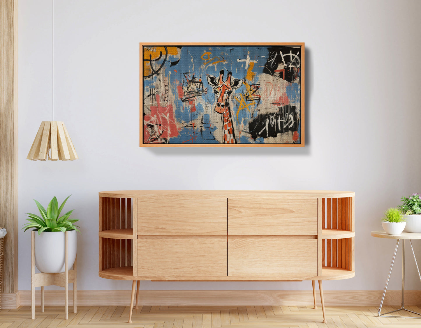 Blue Giraffe Graffiti Black African American canvas print view 44