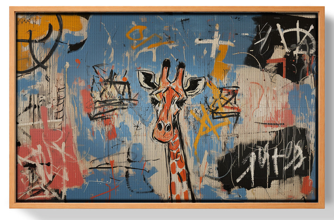 Blue Giraffe Graffiti Black African American canvas print view 43
