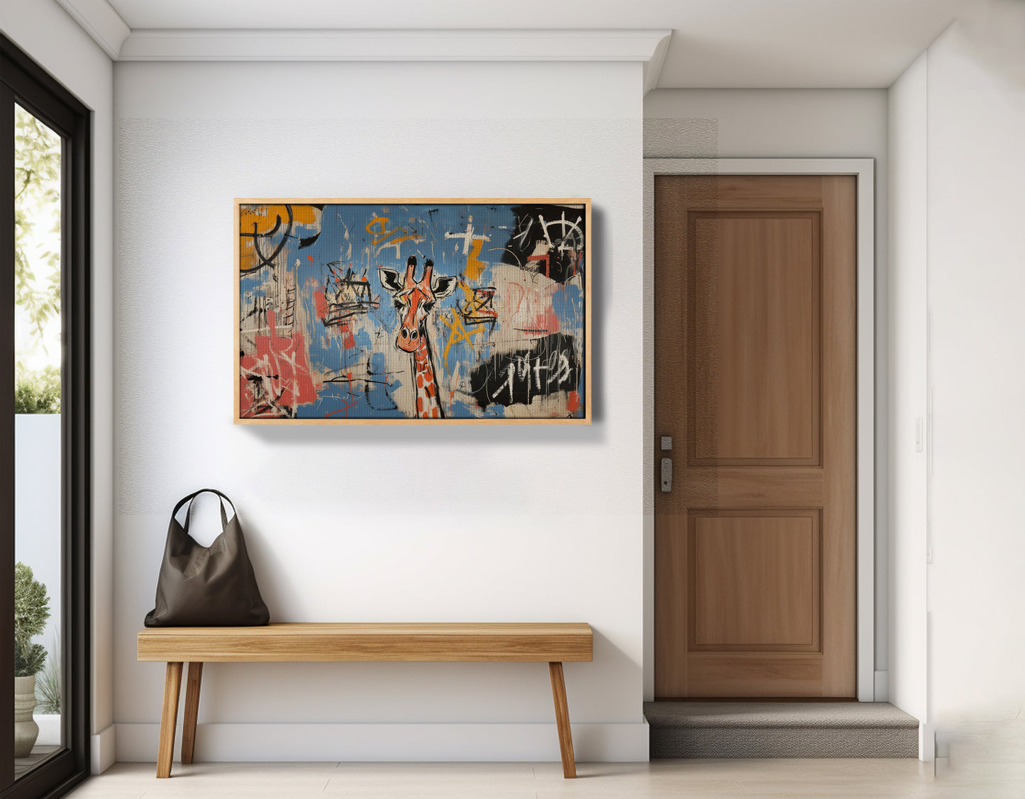 Blue Giraffe Graffiti Black African American canvas print view 53