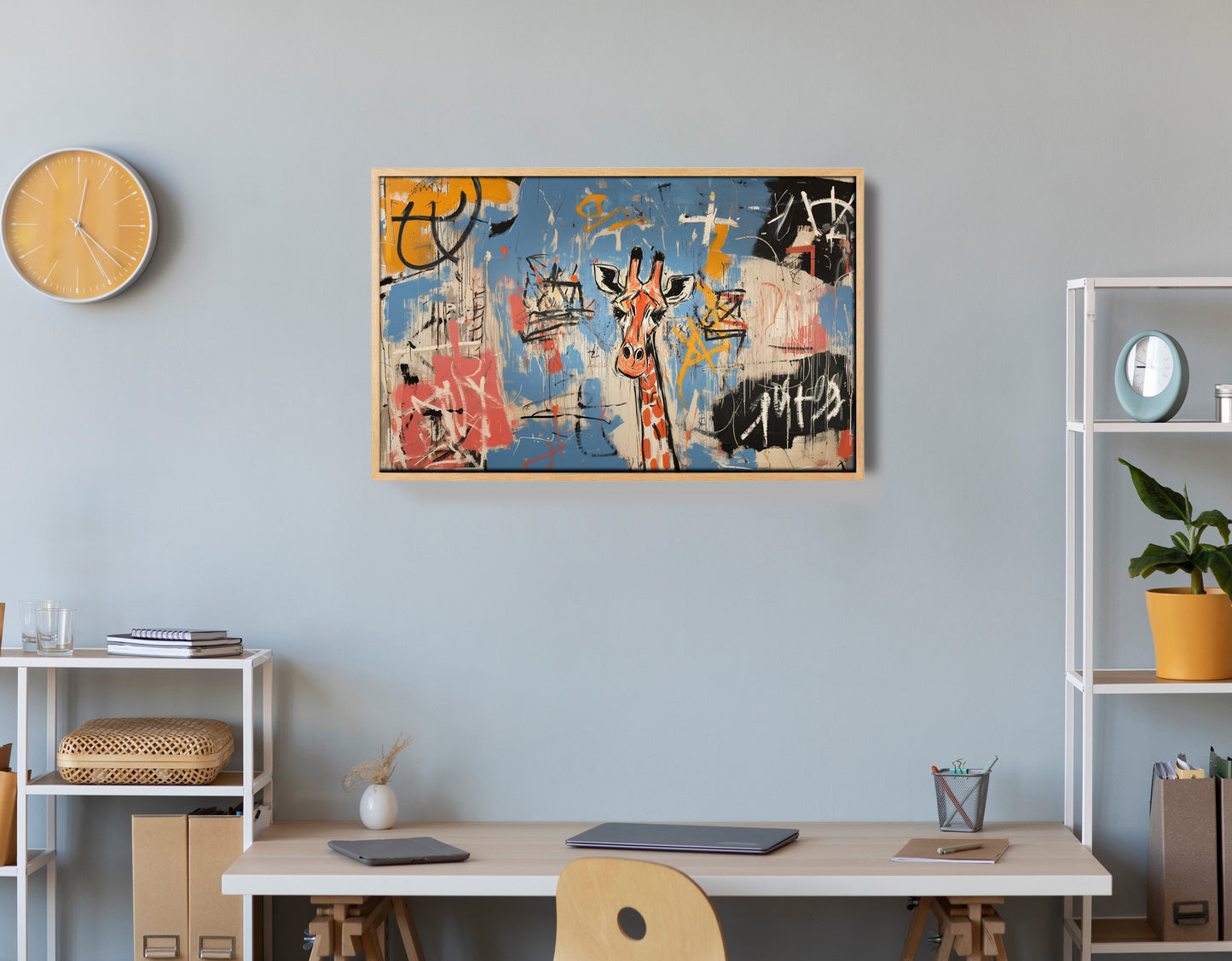 Blue Giraffe Graffiti Black African American canvas print view 54