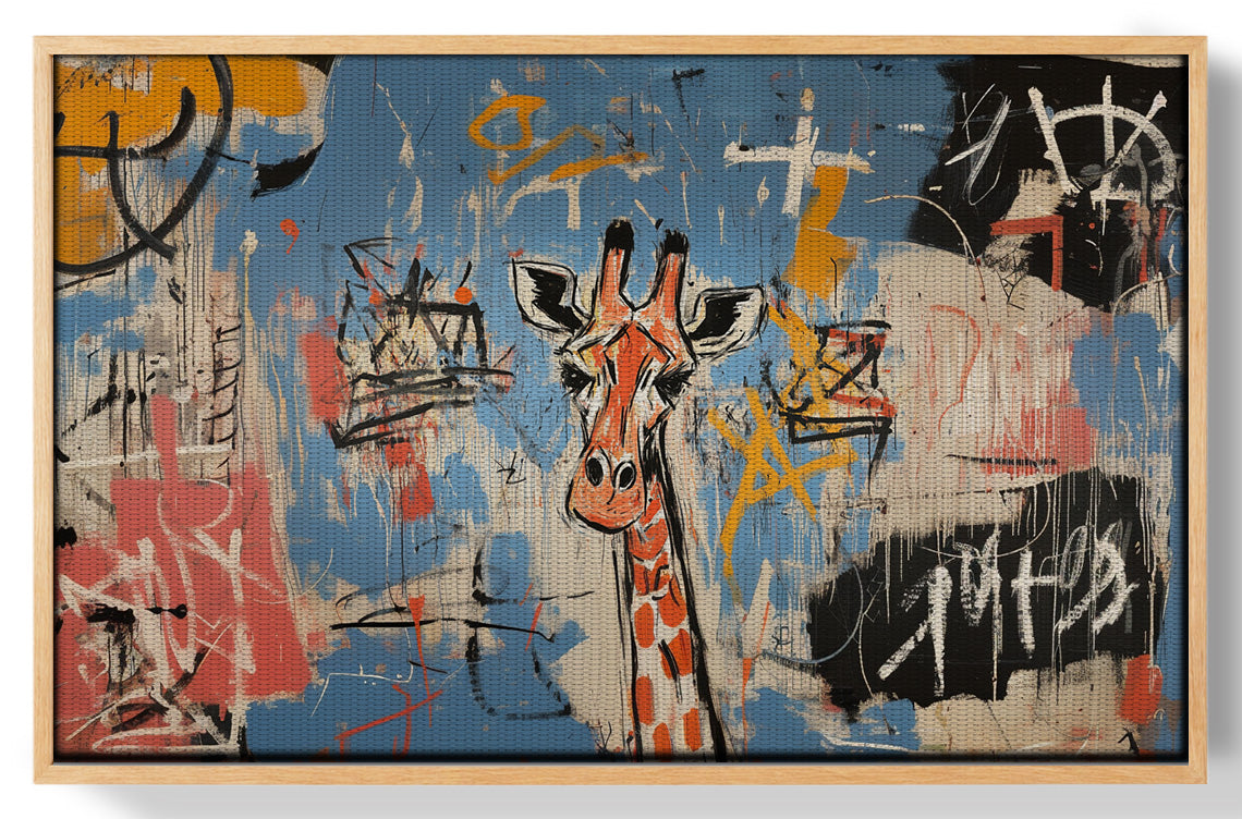 Blue Giraffe Graffiti Black African American canvas print view 49