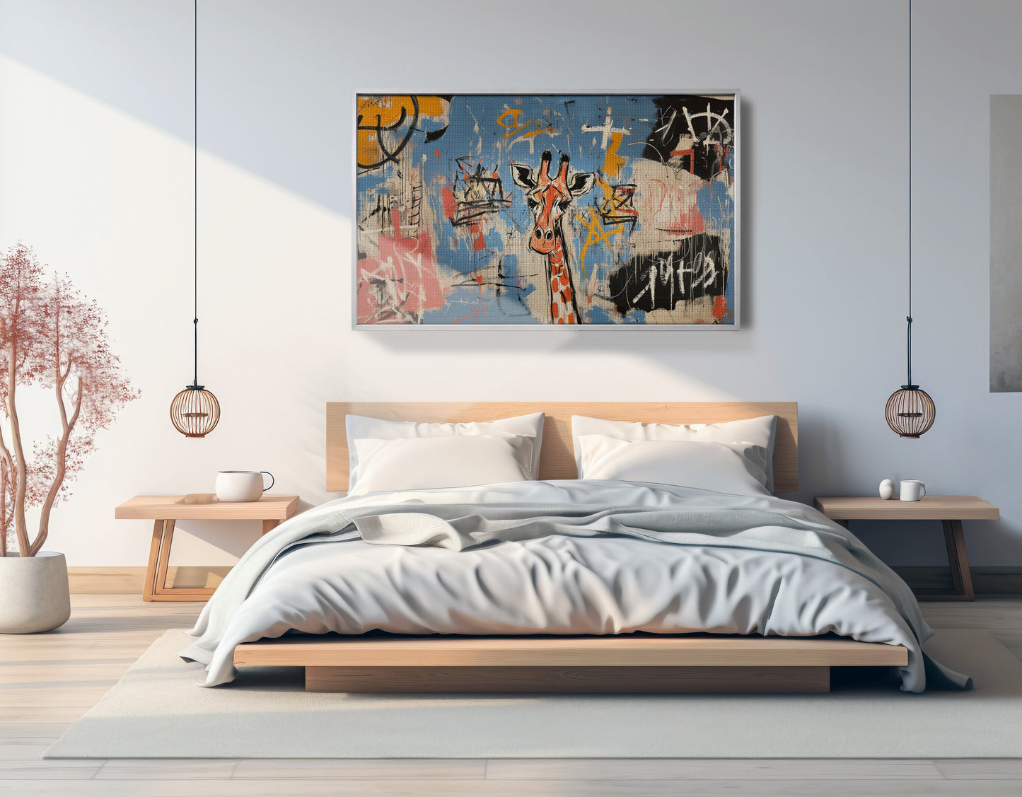 Blue Giraffe Graffiti Black African American canvas print view 57