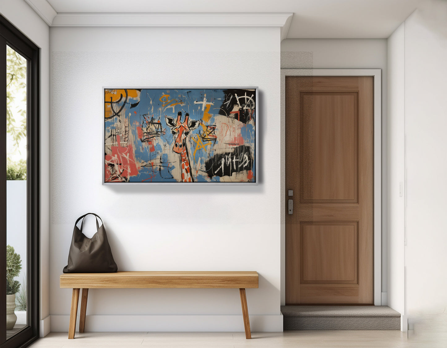Blue Giraffe Graffiti Black African American canvas print view 59