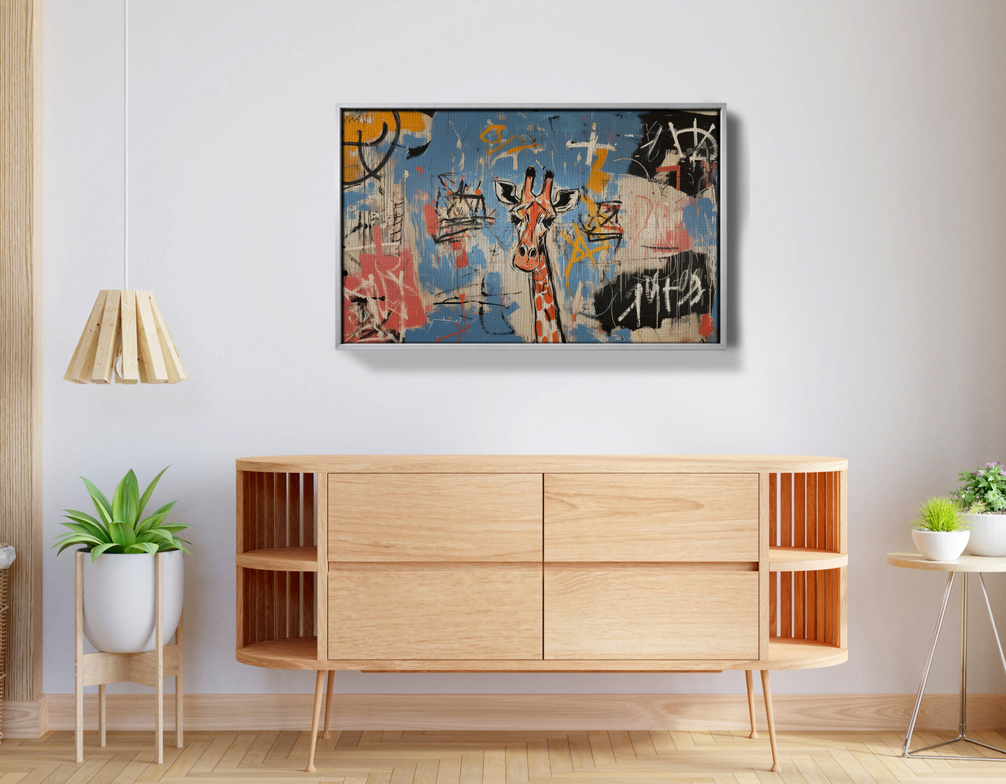 Blue Giraffe Graffiti Black African American canvas print view 56
