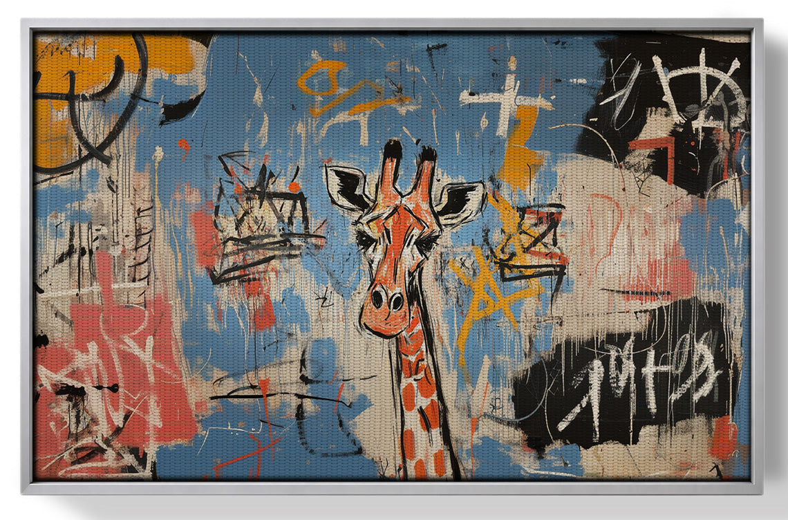 Blue Giraffe Graffiti Black African American canvas print view 55