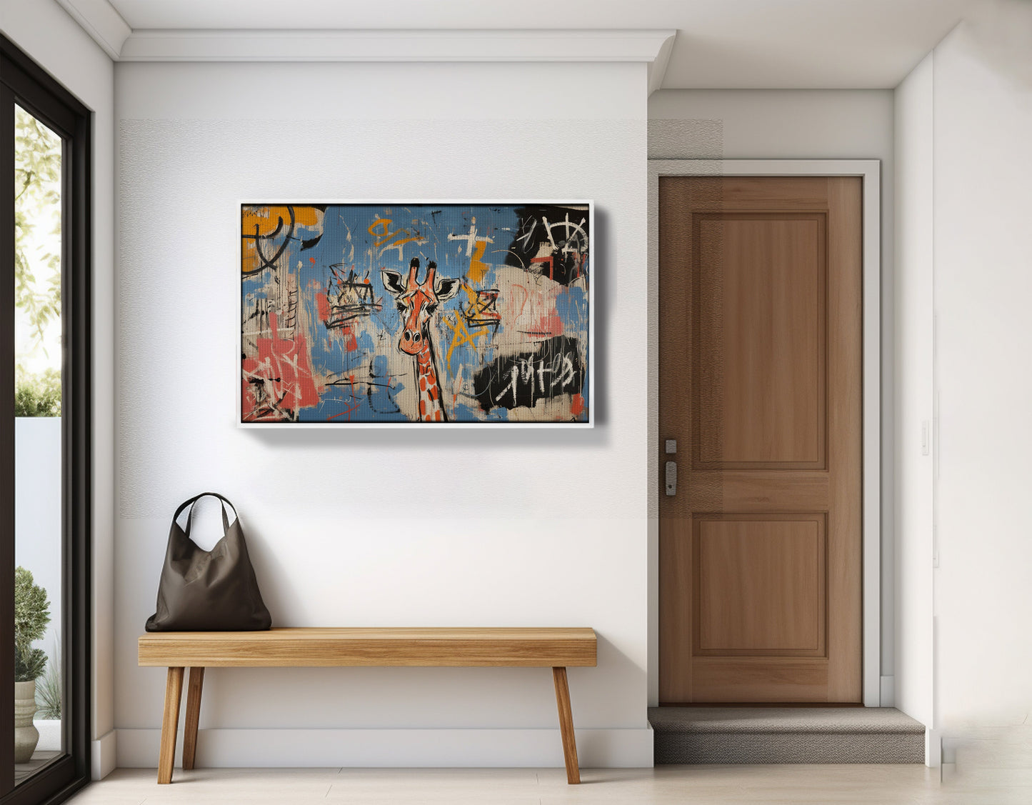 Blue Giraffe Graffiti Black African American canvas print view 65