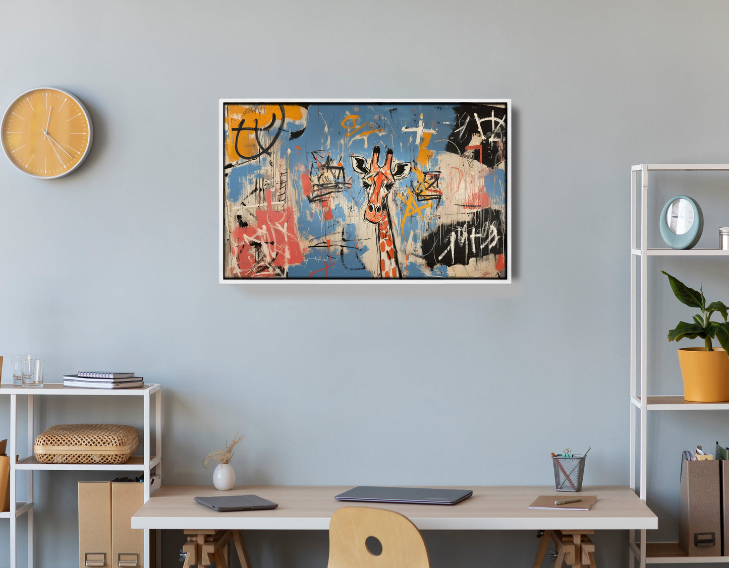 Blue Giraffe Graffiti Black African American canvas print view 66