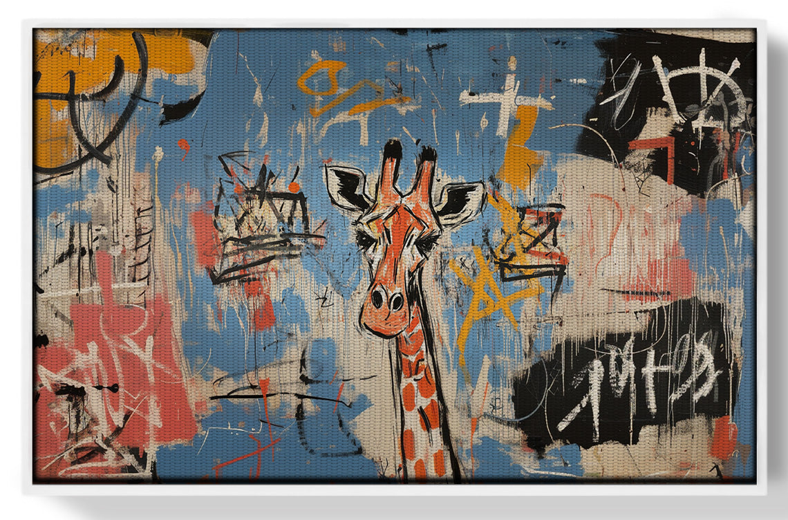 Blue Giraffe Graffiti Black African American canvas print view 61