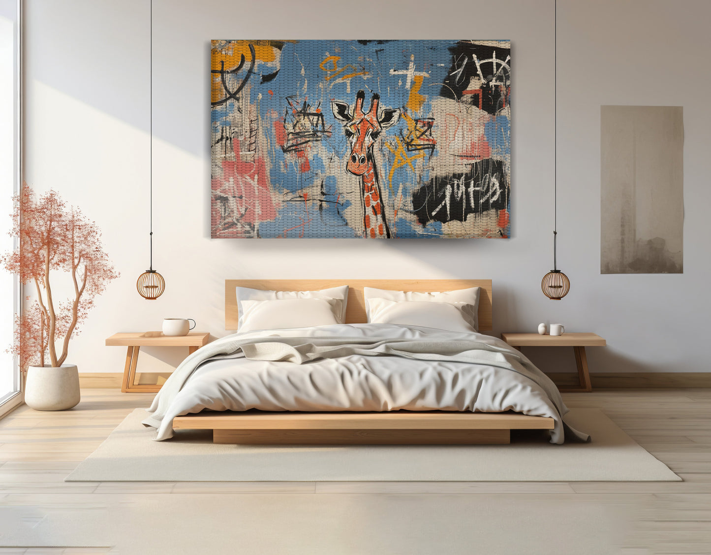 Blue Giraffe Graffiti Black African American canvas print view 15