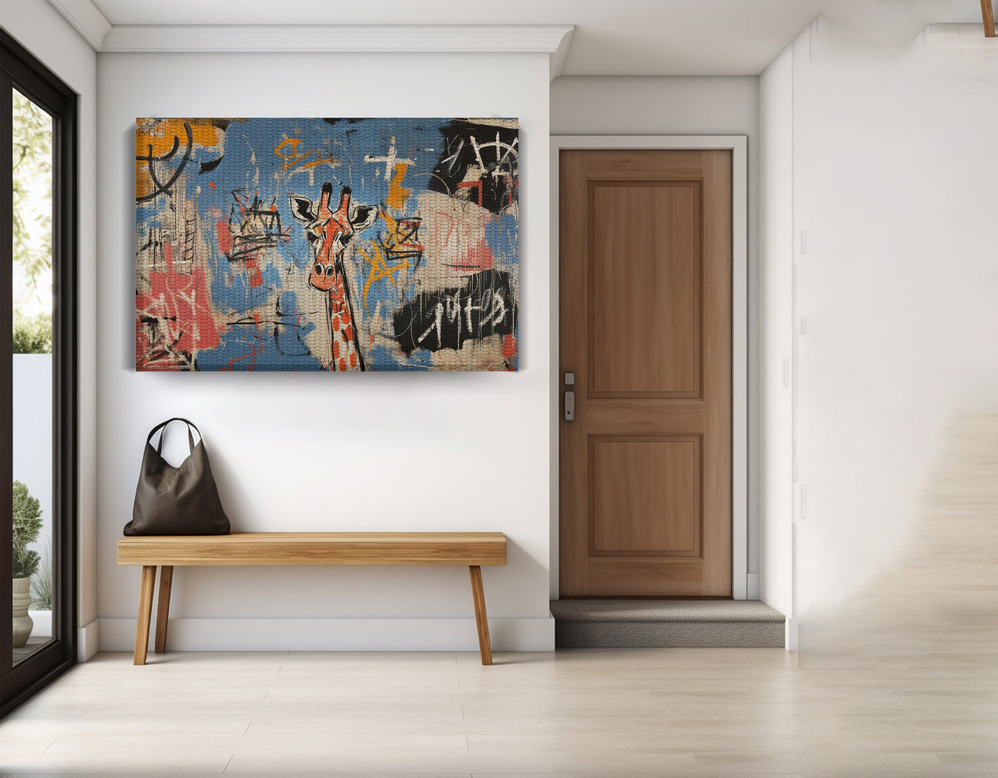 Blue Giraffe Graffiti Black African American canvas print view 17