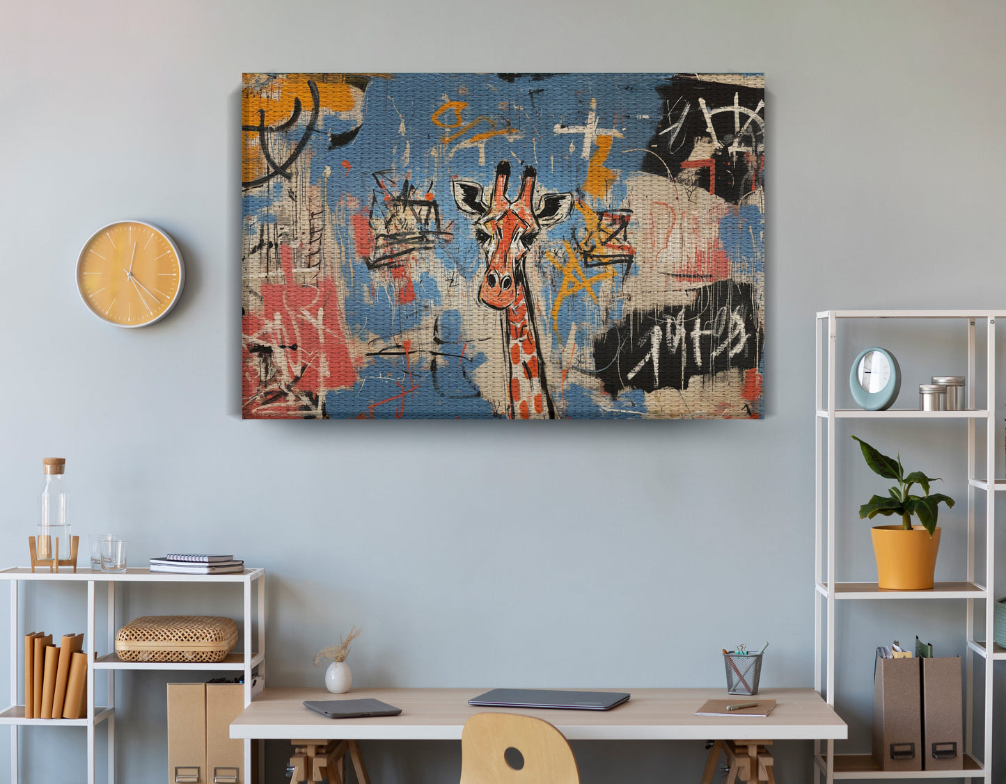 Blue Giraffe Graffiti Black African American canvas print view 18