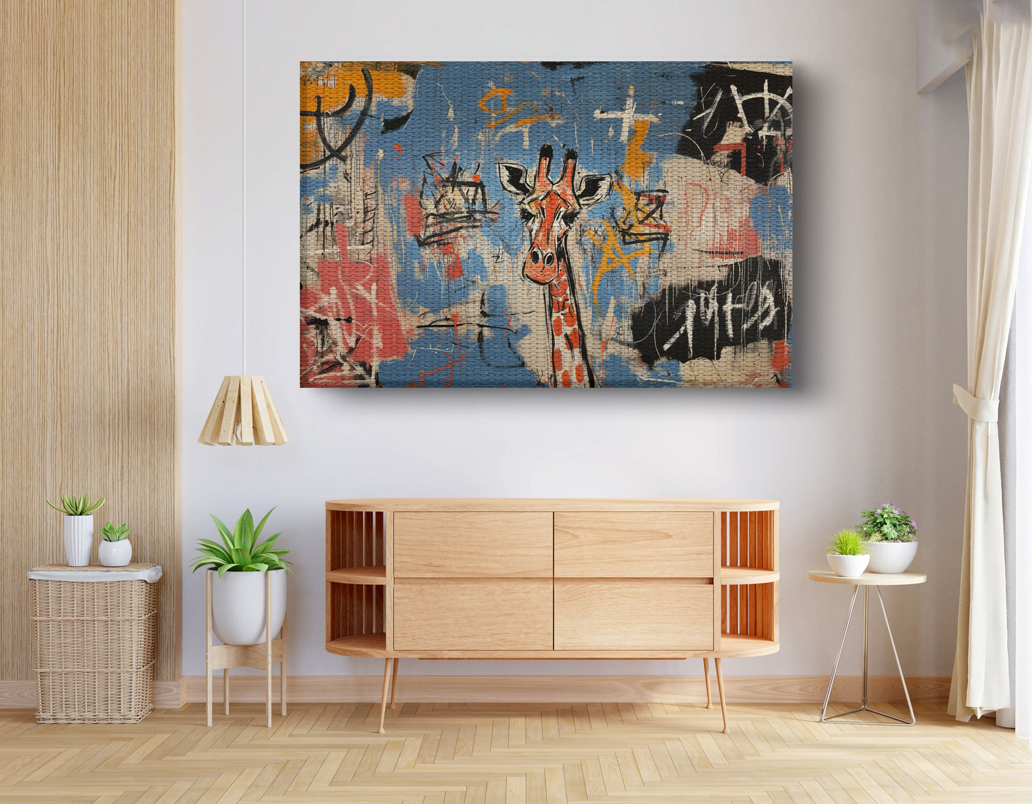 Blue Giraffe Graffiti Black African American canvas print view 14