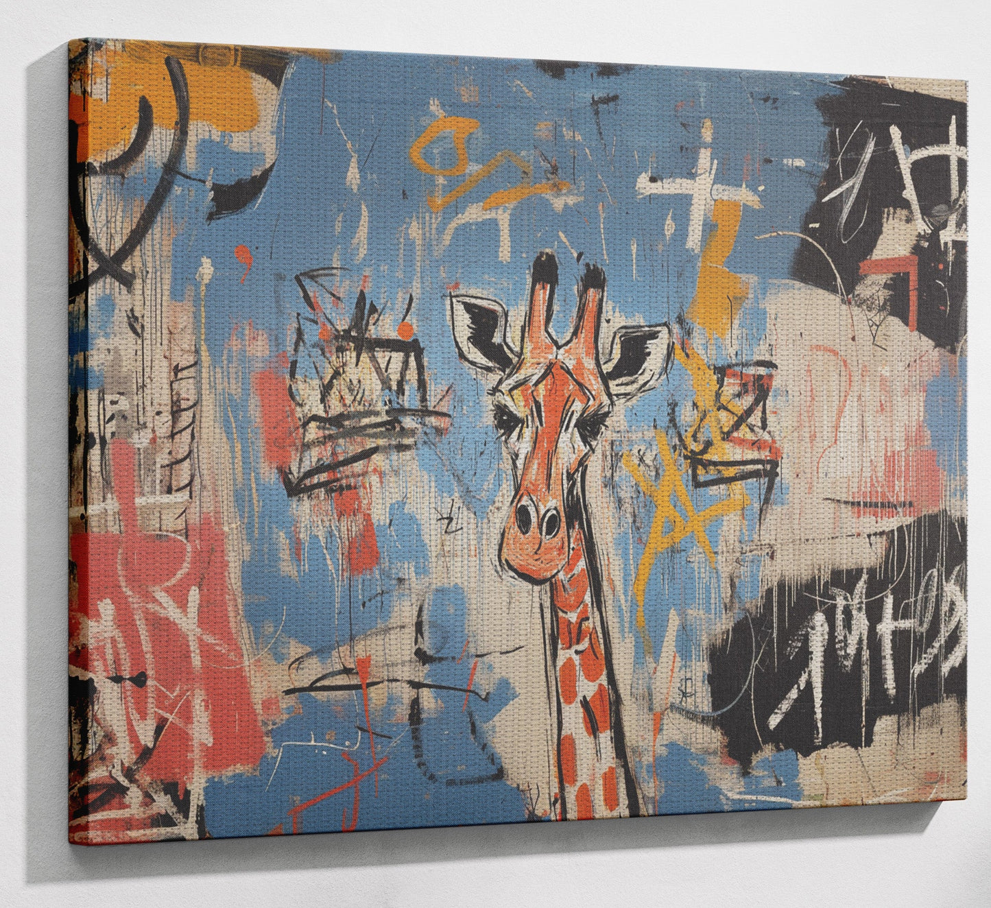 Blue Giraffe Graffiti Black African American canvas print view 13