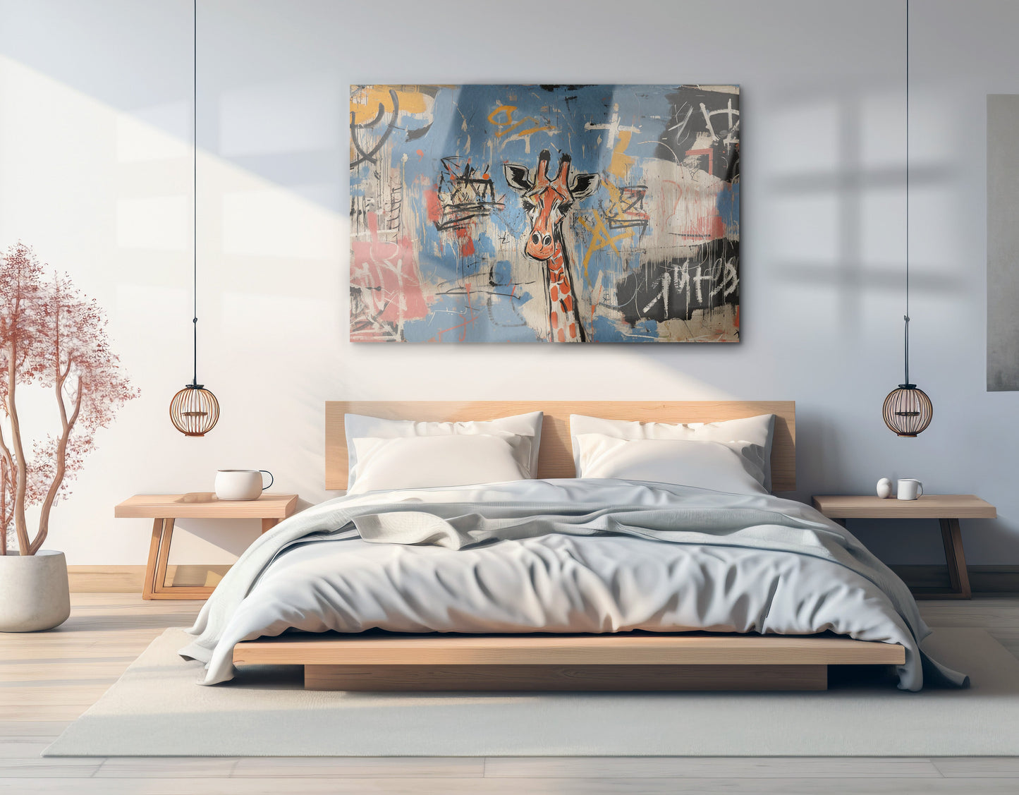 Blue Giraffe Graffiti Black African American canvas print view 21
