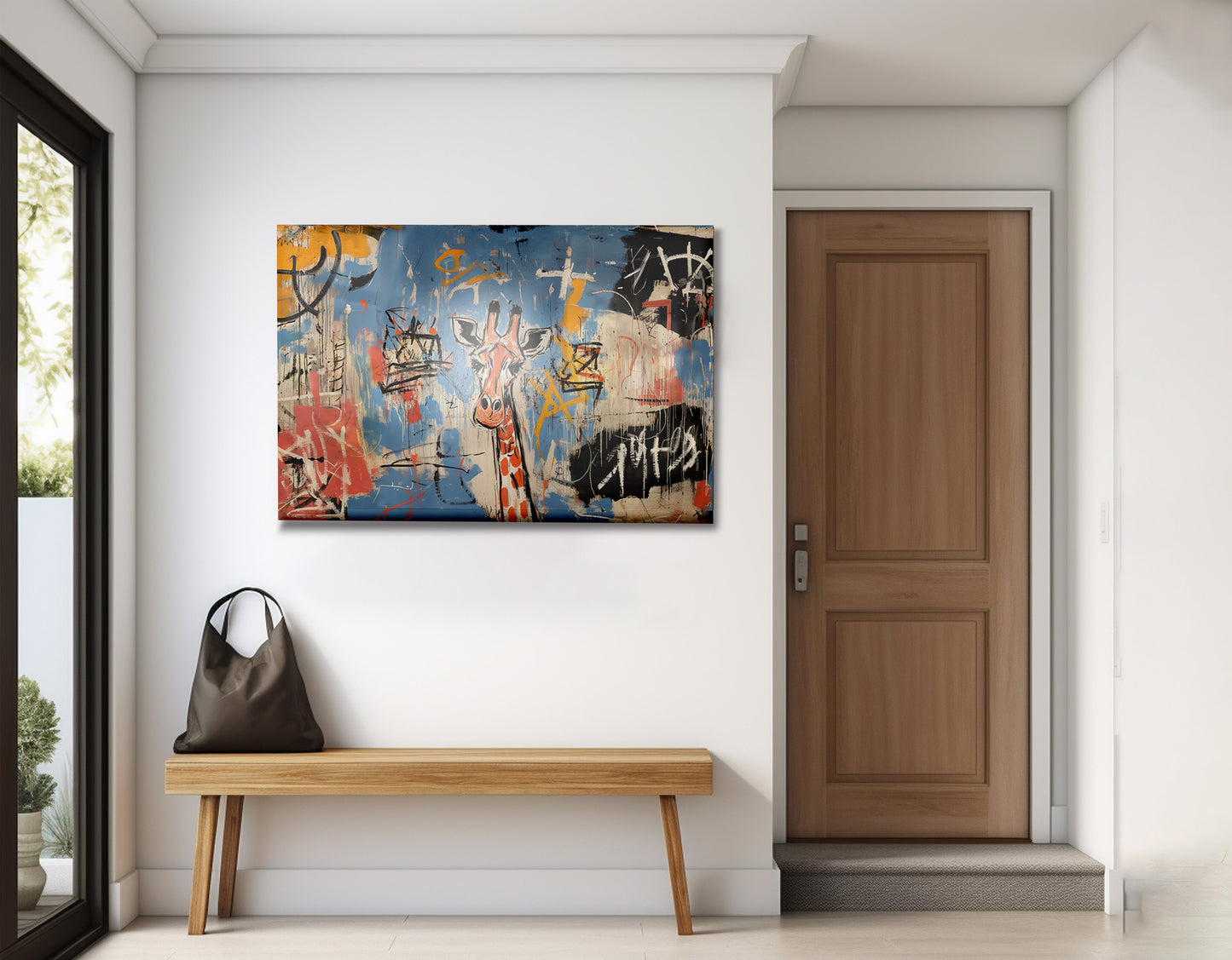 Blue Giraffe Graffiti Black African American canvas print view 23