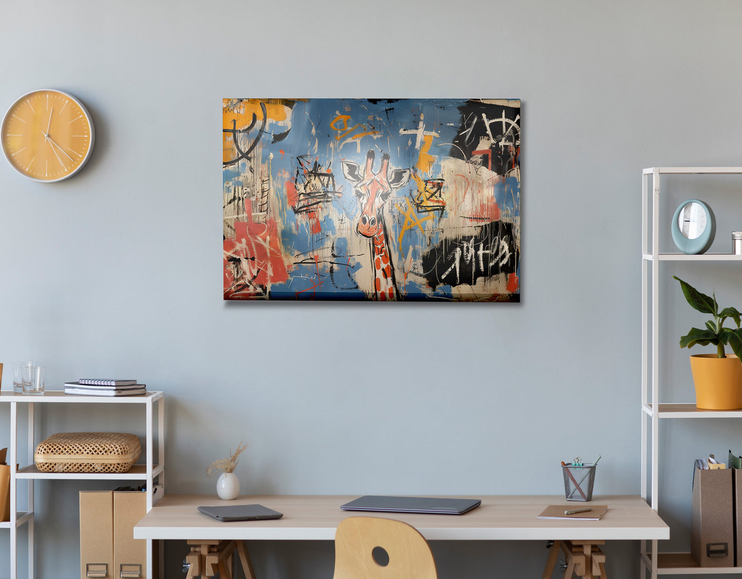 Blue Giraffe Graffiti Black African American canvas print view 24