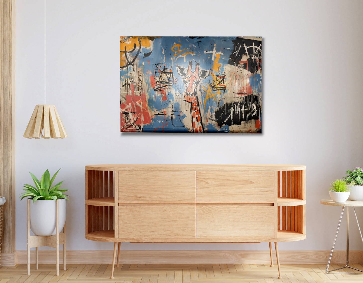 Blue Giraffe Graffiti Black African American canvas print view 20