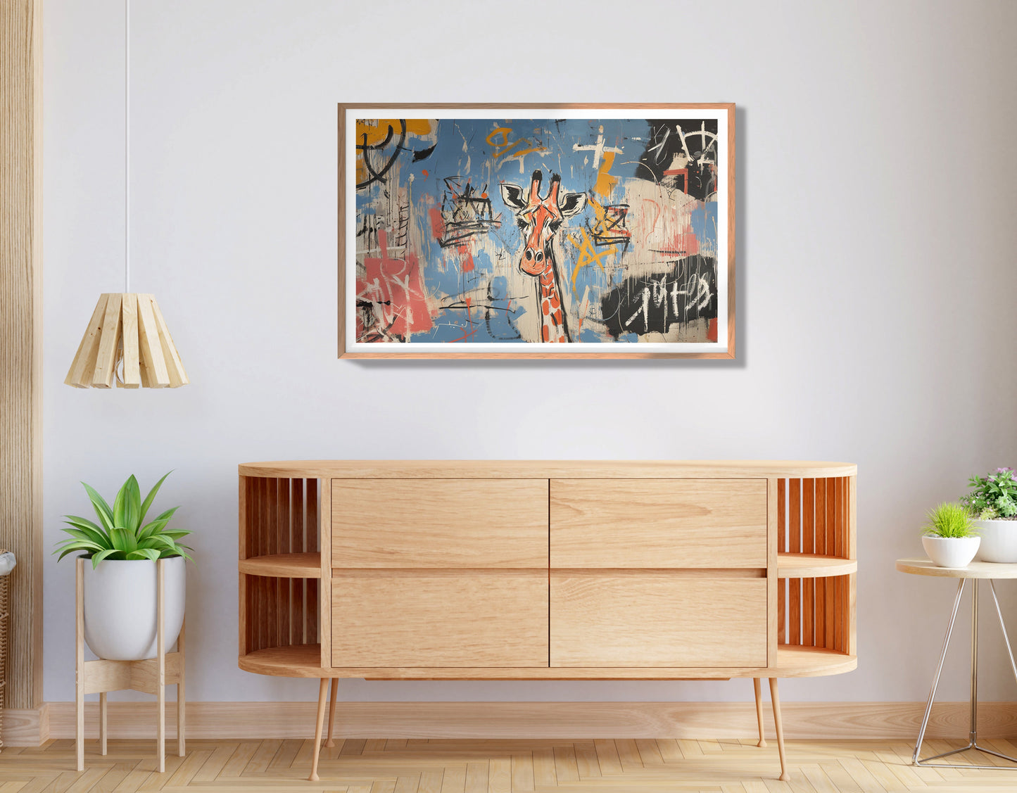 Blue Giraffe Graffiti Black African American canvas print view 80