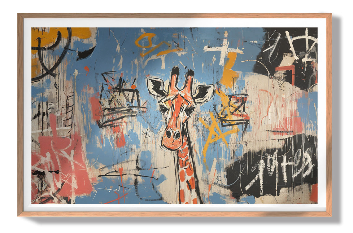 Blue Giraffe Graffiti Black African American canvas print view 79