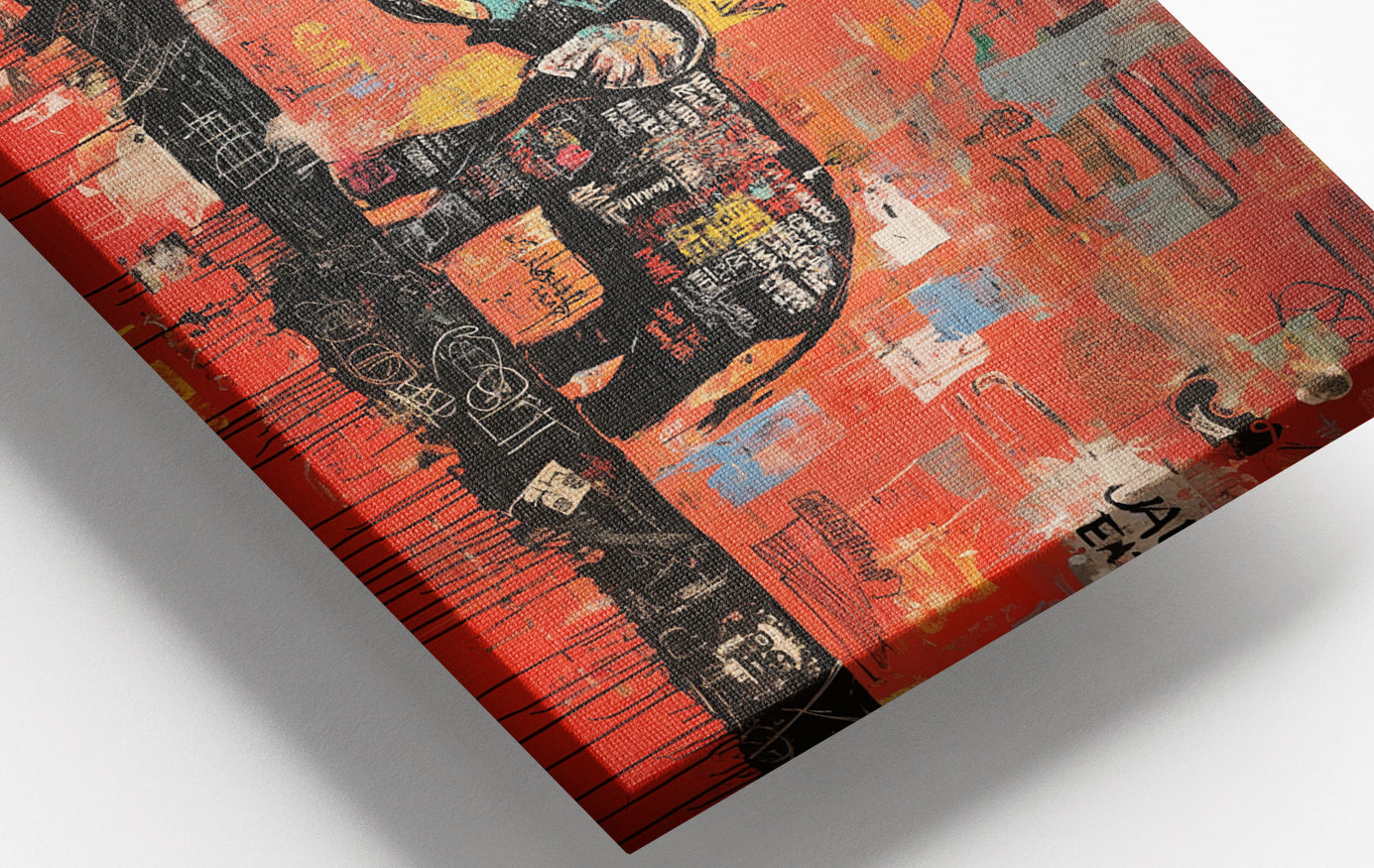 Close-up of Elephant Graffiti African American canvas print detail