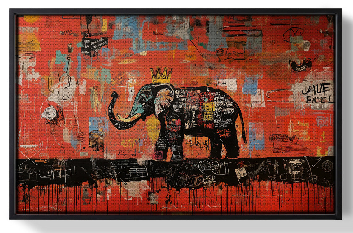 Framed Elephant Graffiti African American canvas print for home decor