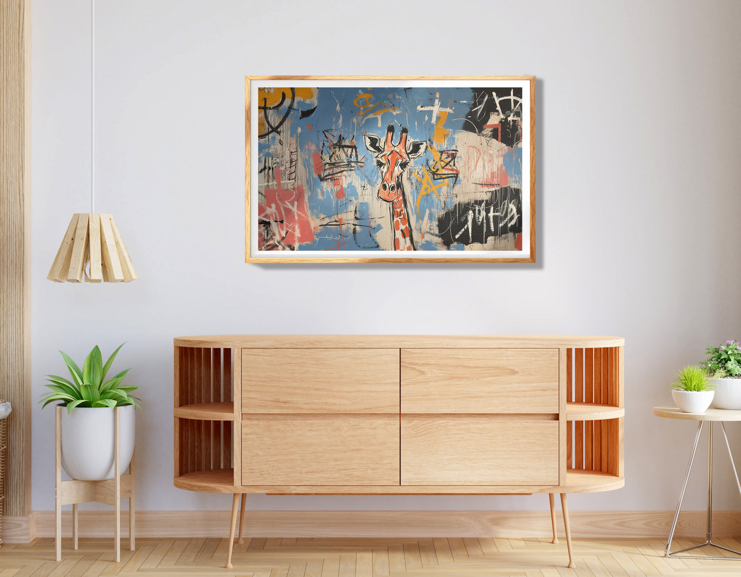 Blue Giraffe Graffiti Black African American canvas print view 74