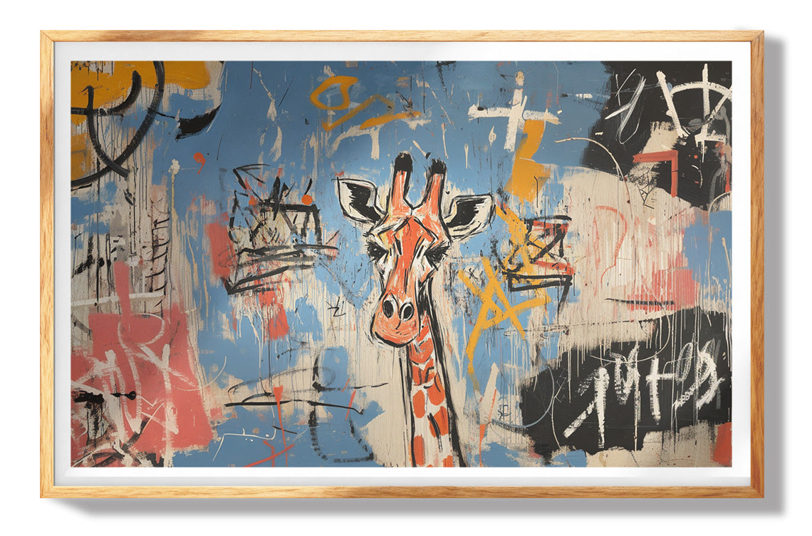 Blue Giraffe Graffiti Black African American canvas print view 73