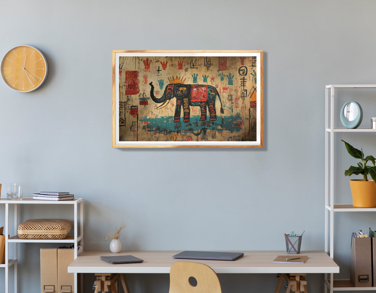 Blue Elephant Graffiti Black African American canvas print view 78