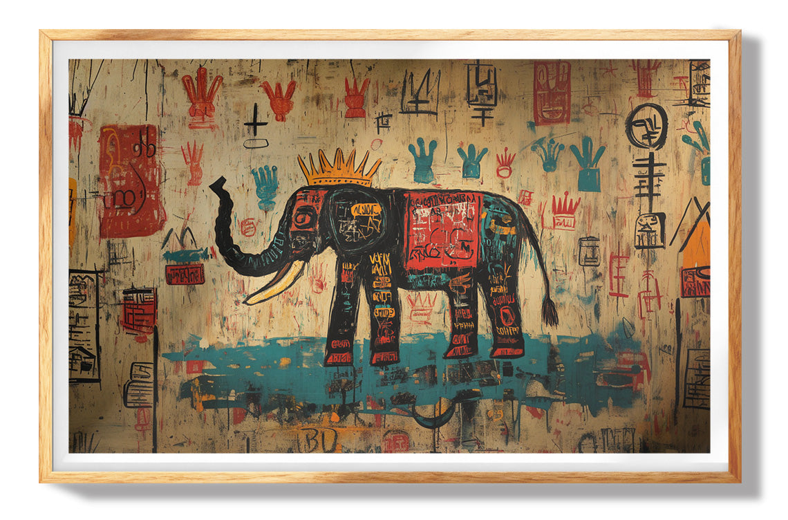 Blue Elephant Graffiti Black African American canvas print view 73
