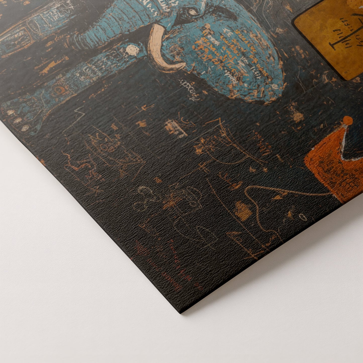 Blue Elephant Graffiti Black African American canvas print artwork by MoomZee Artwork