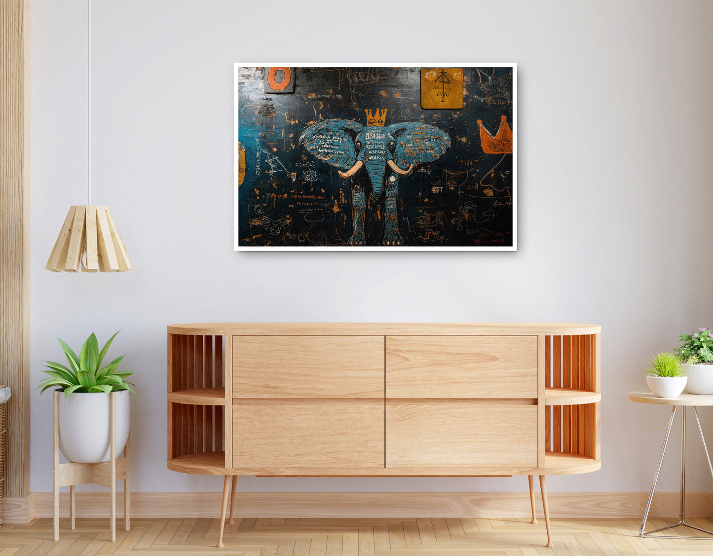 Alternate view of Blue Elephant Graffiti Black African American canvas print