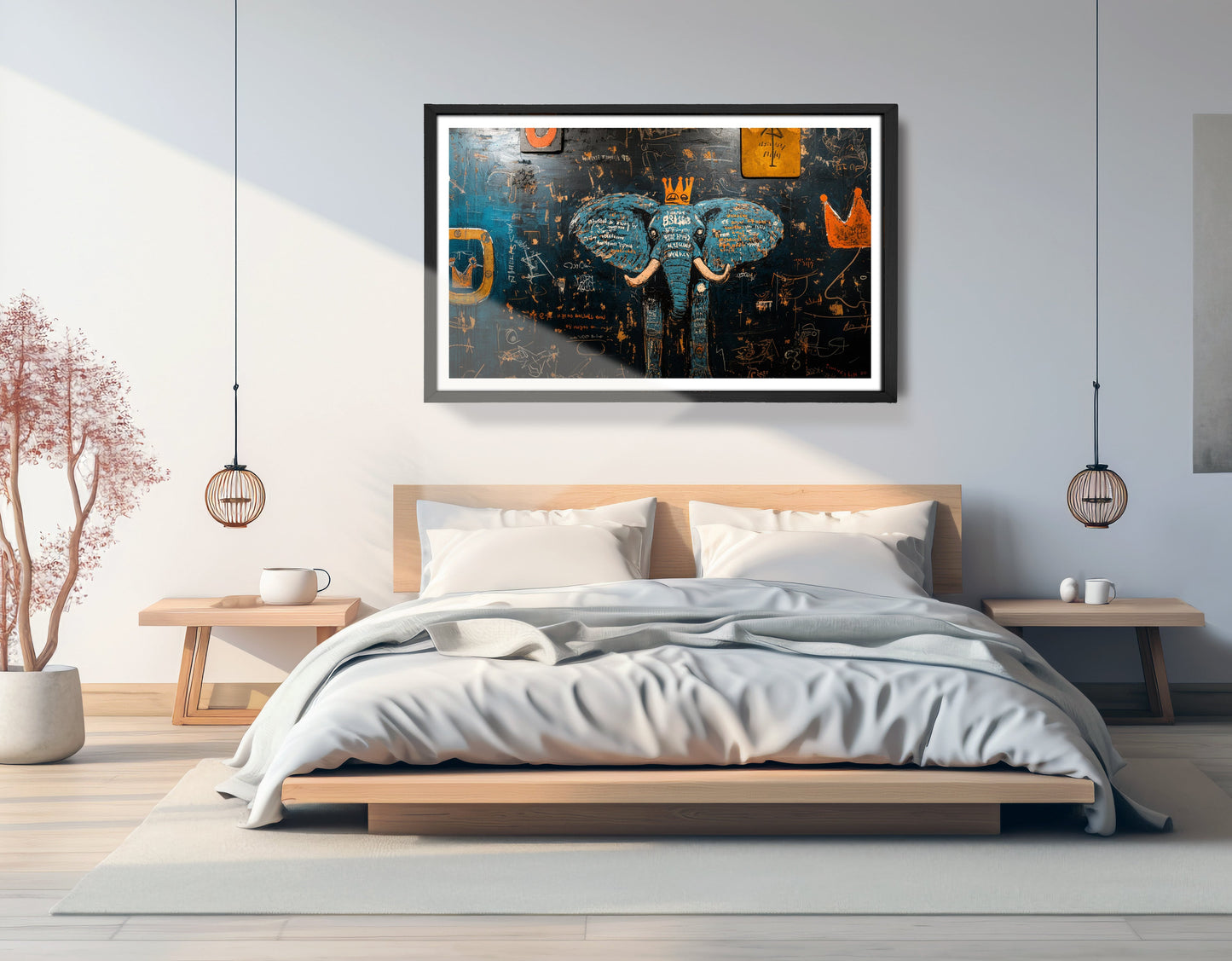 Blue Elephant Graffiti Black African American canvas print view 69