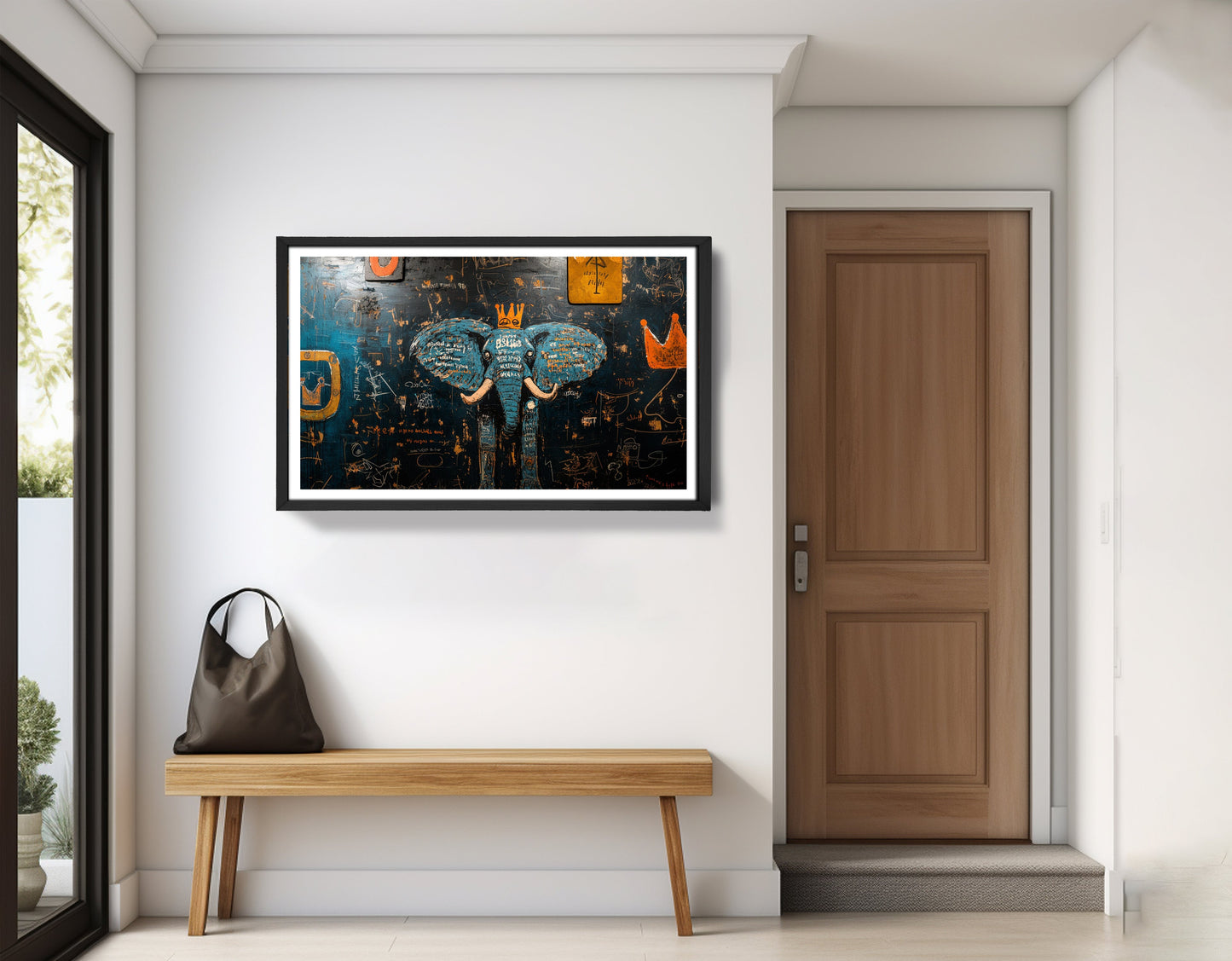 Blue Elephant Graffiti Black African American canvas print view 71