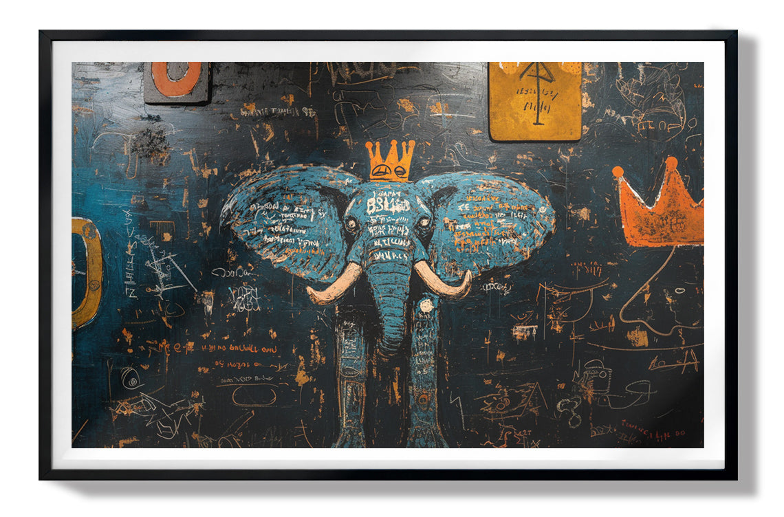 Blue Elephant Graffiti Black African American canvas print view 67