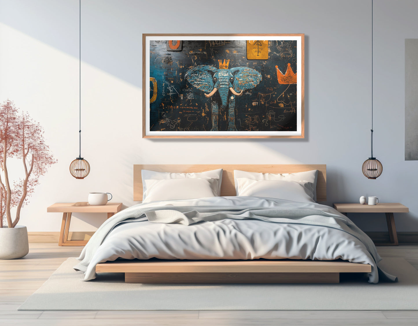 Blue Elephant Graffiti Black African American canvas print view 81