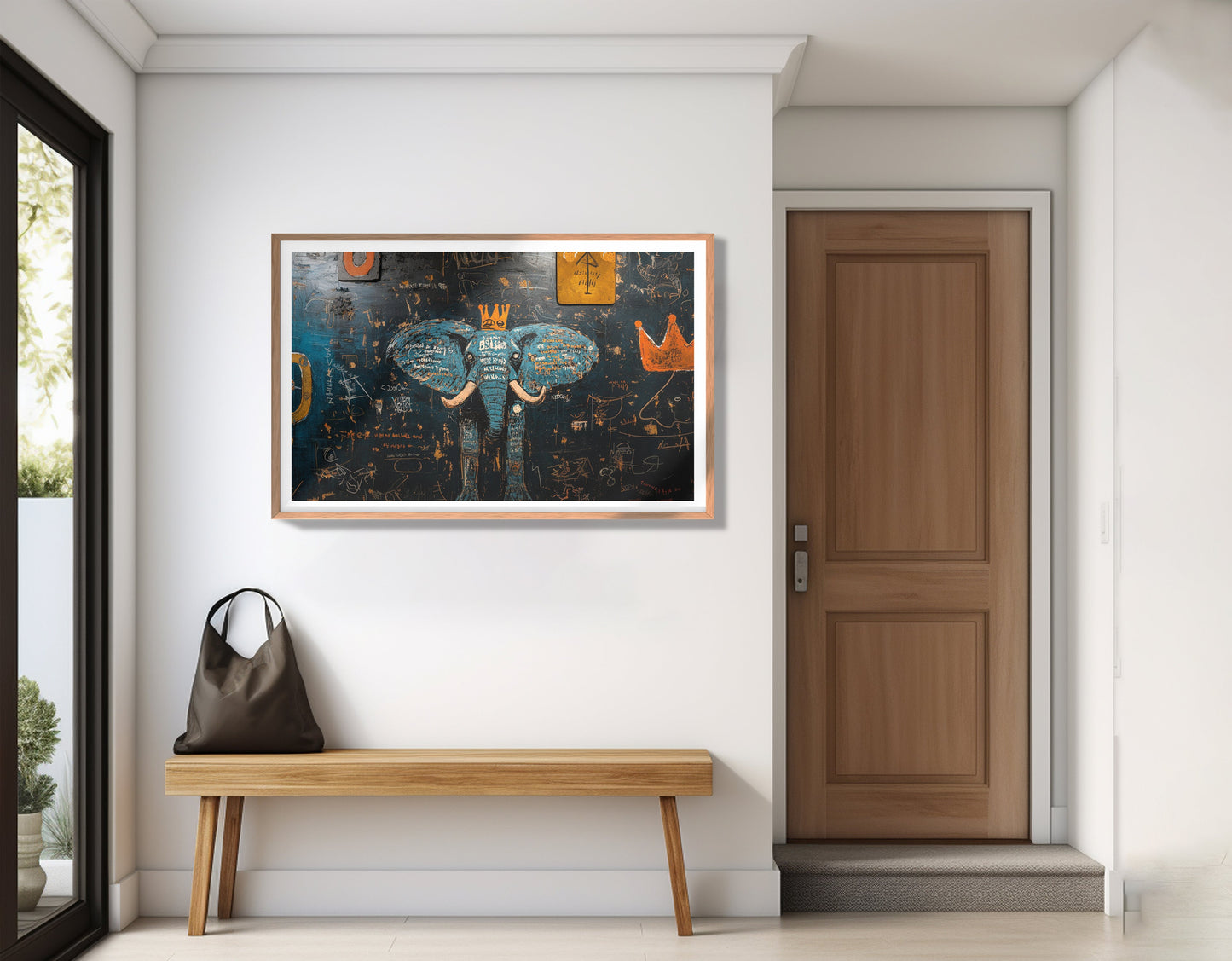Blue Elephant Graffiti Black African American canvas print view 83