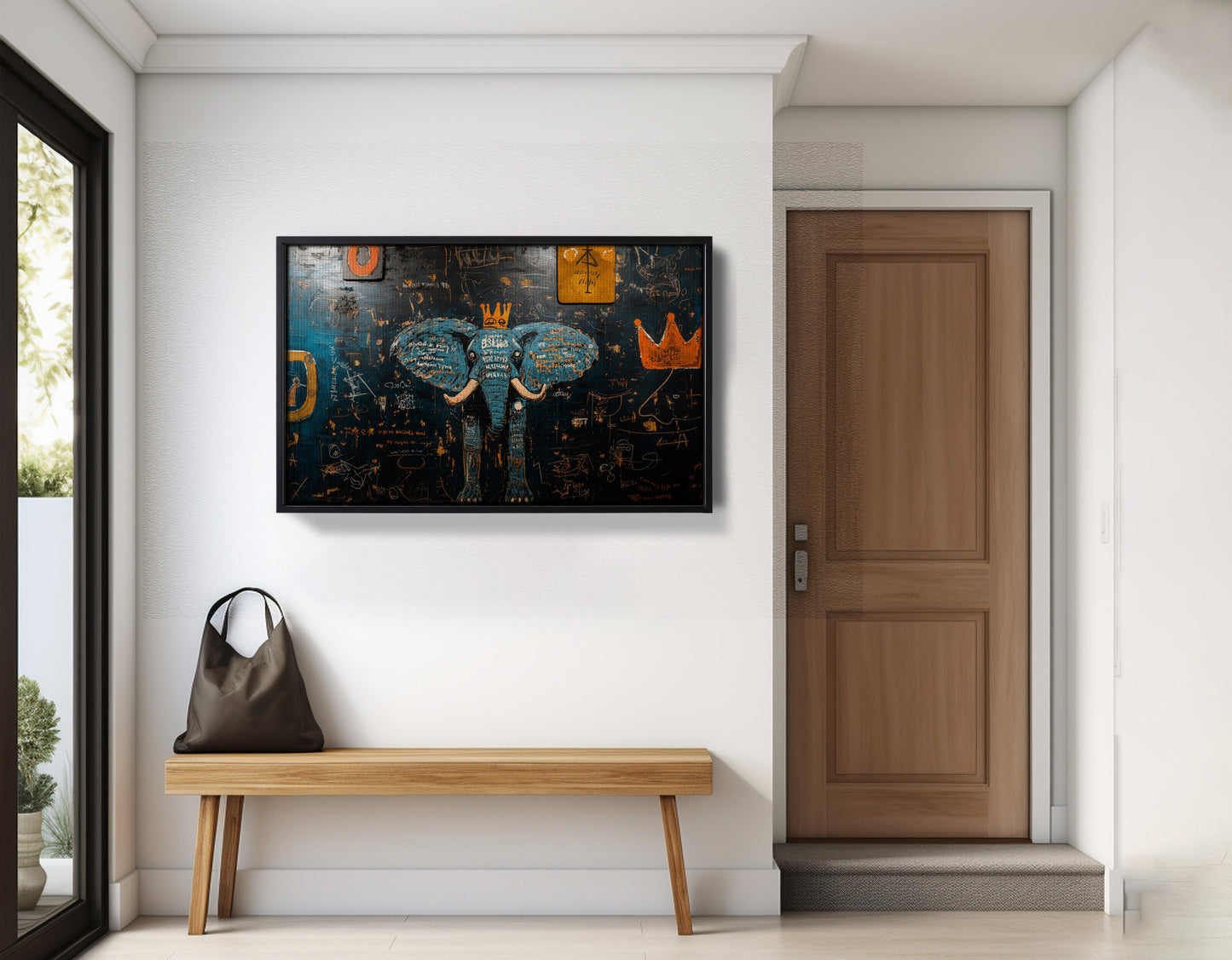 Blue Elephant Graffiti Black African American canvas print view 29