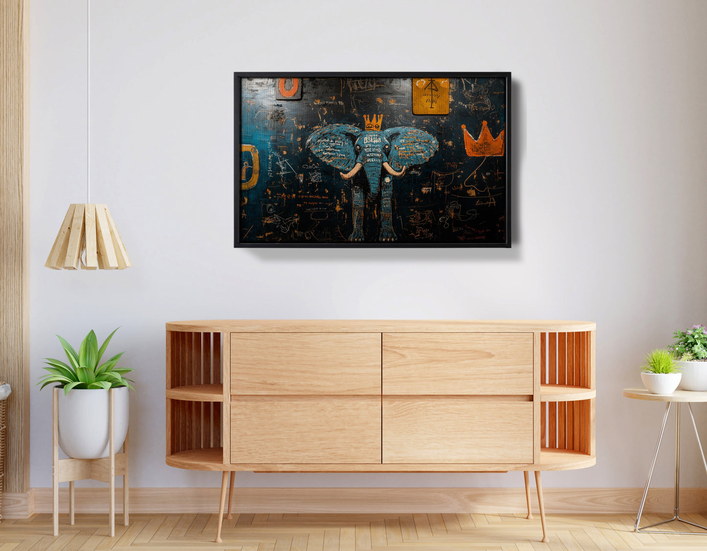 Blue Elephant Graffiti Black African American canvas print view 26