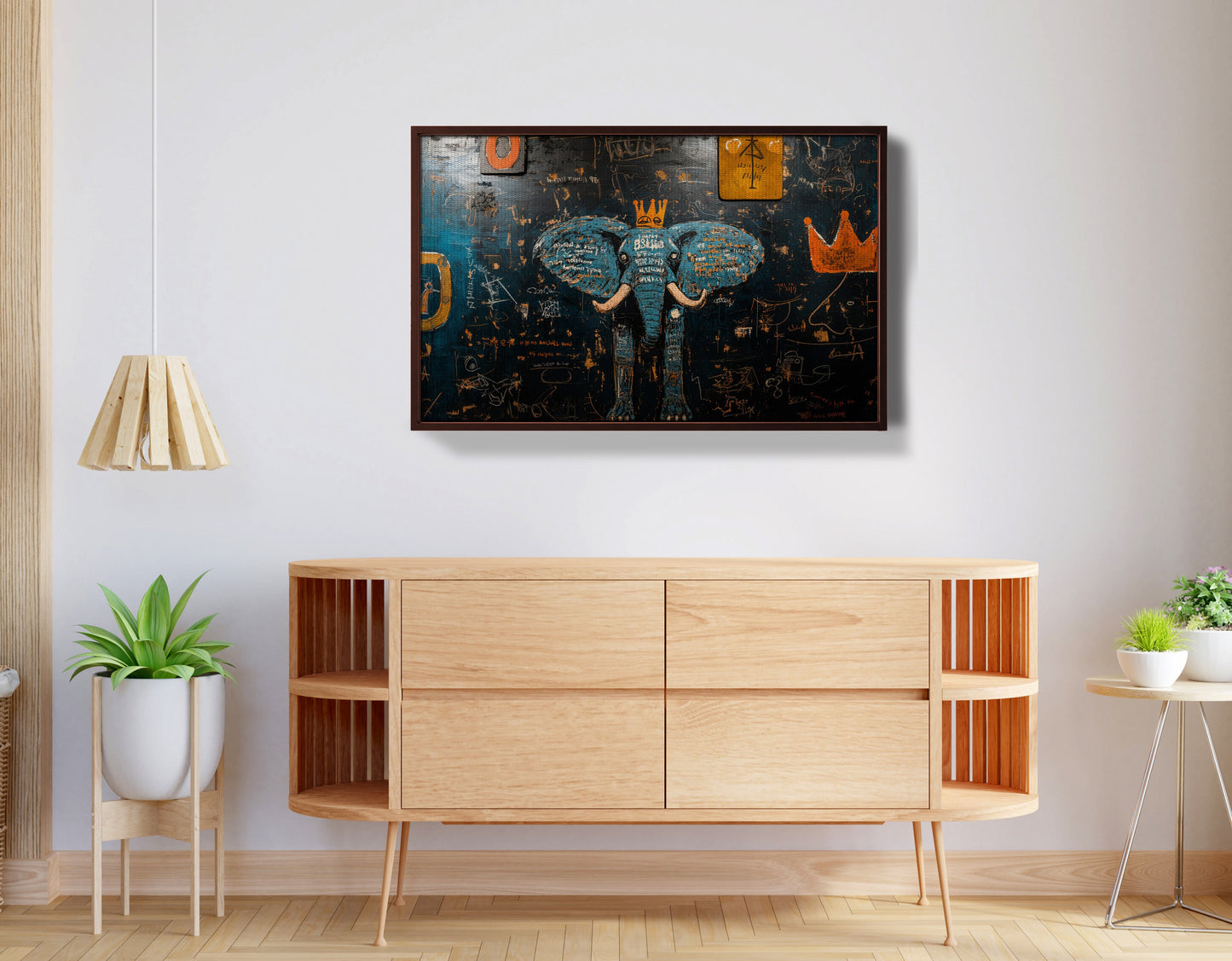 Blue Elephant Graffiti Black African American canvas print view 32