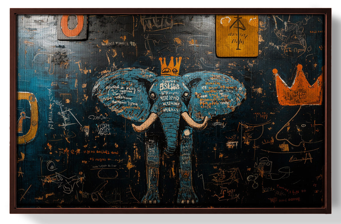 Blue Elephant Graffiti Black African American canvas print view 31