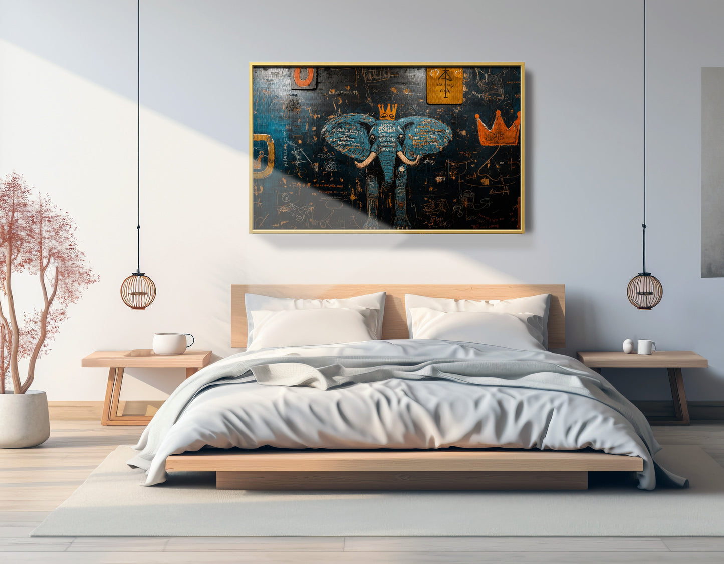Blue Elephant Graffiti Black African American canvas print view 39