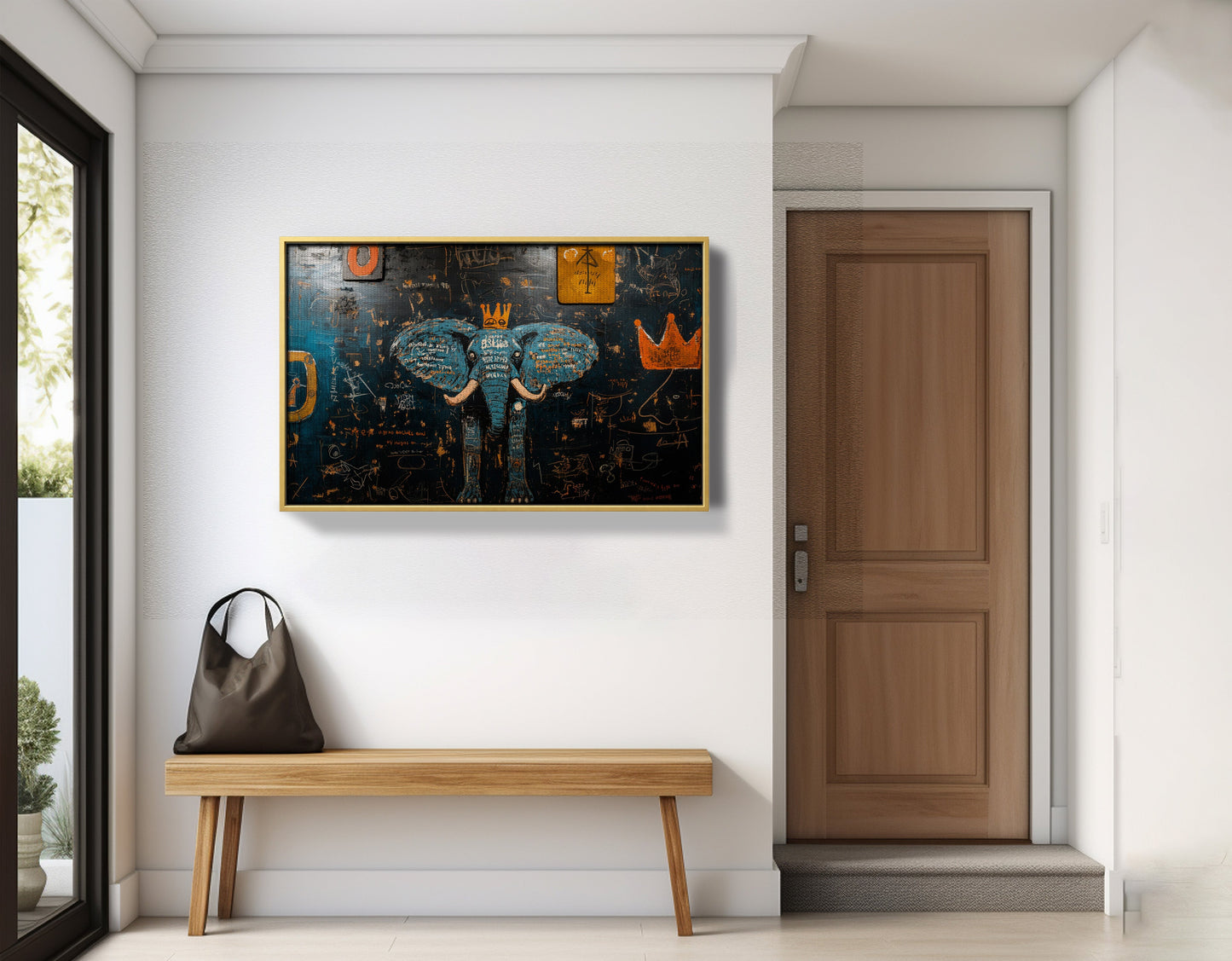 Blue Elephant Graffiti Black African American canvas print view 41