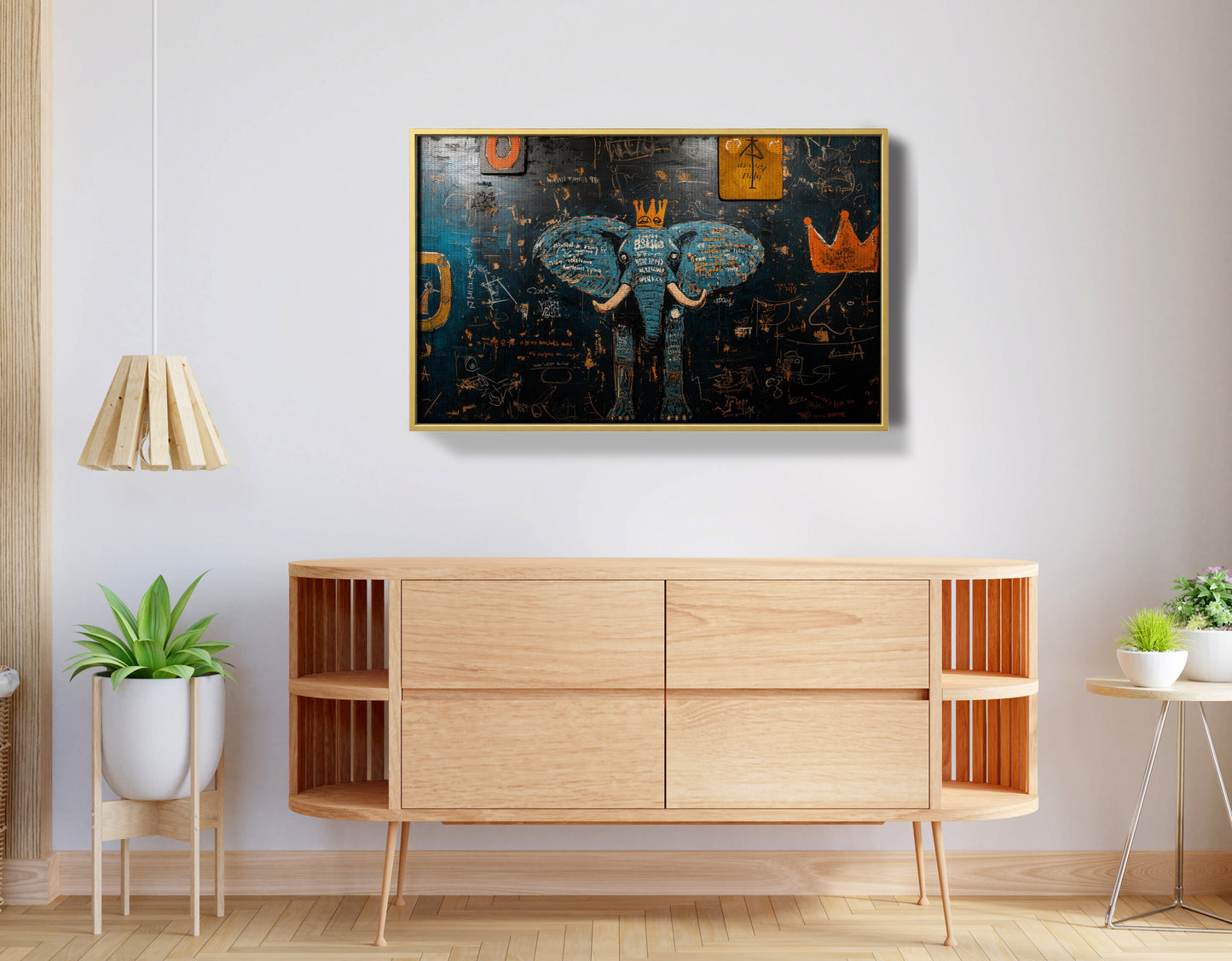 Blue Elephant Graffiti Black African American canvas print view 38