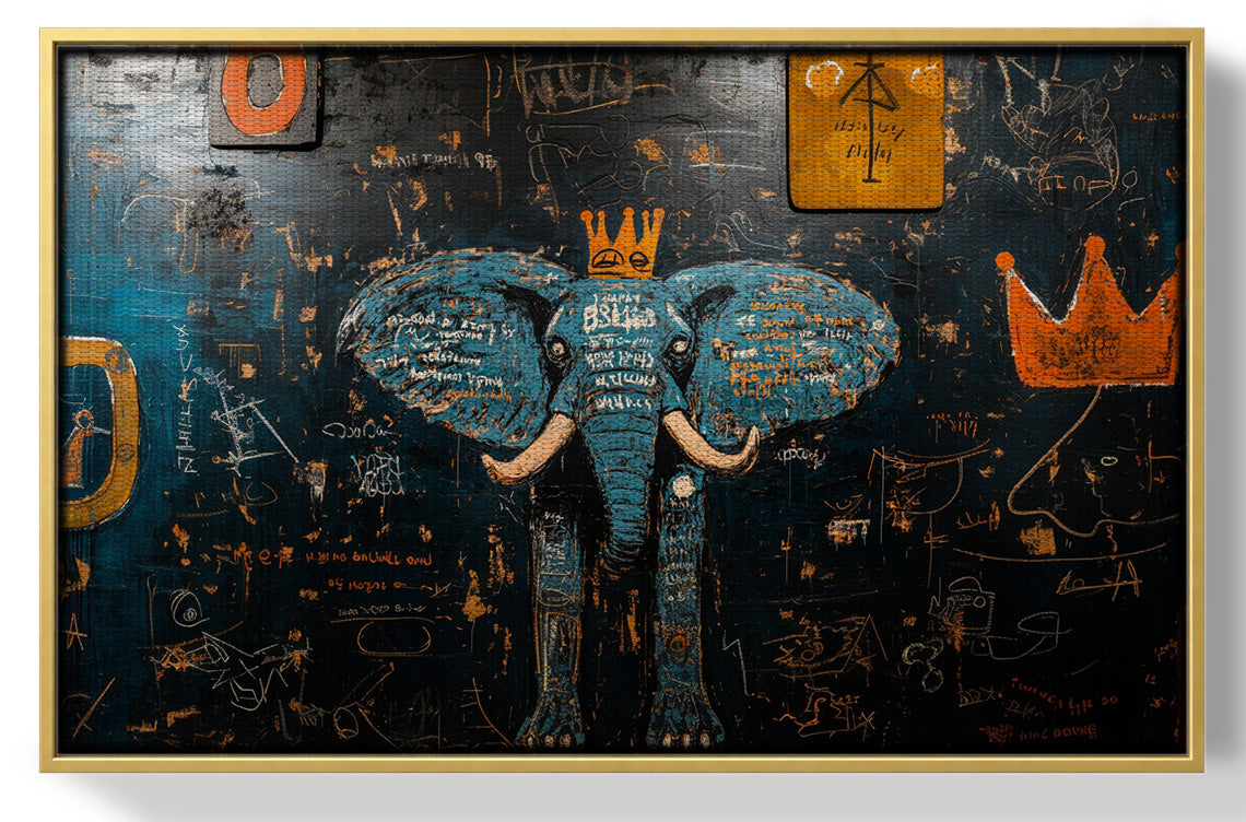Blue Elephant Graffiti Black African American canvas print view 37