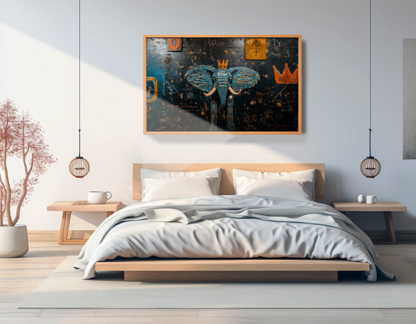Blue Elephant Graffiti Black African American canvas print view 45