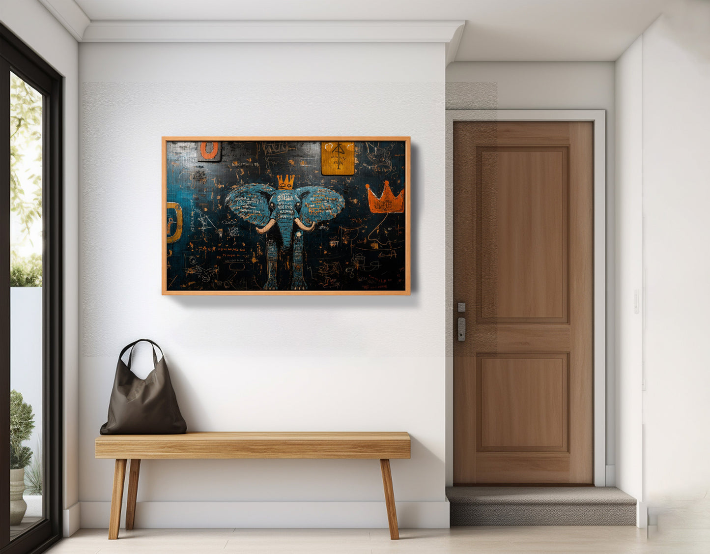 Blue Elephant Graffiti Black African American canvas print view 47