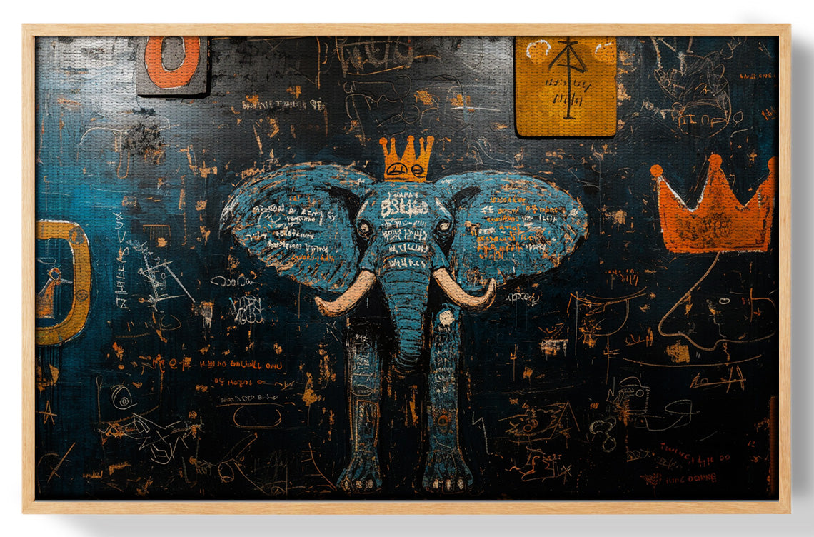 Blue Elephant Graffiti Black African American canvas print view 49