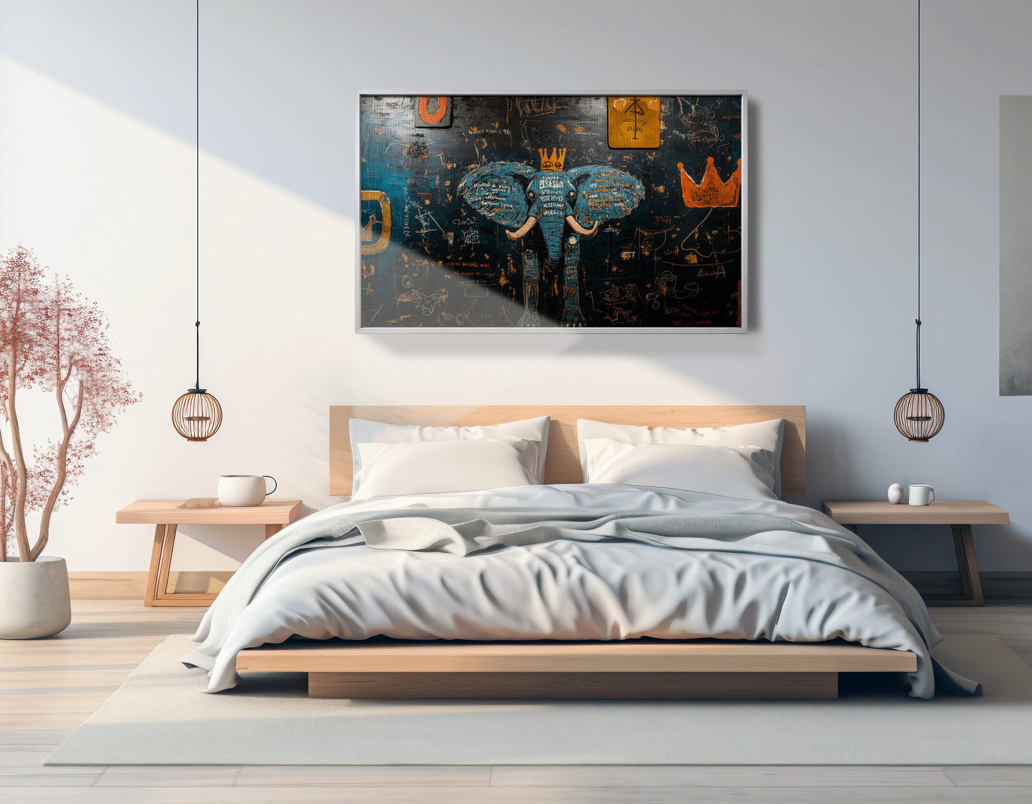 Blue Elephant Graffiti Black African American canvas print view 57