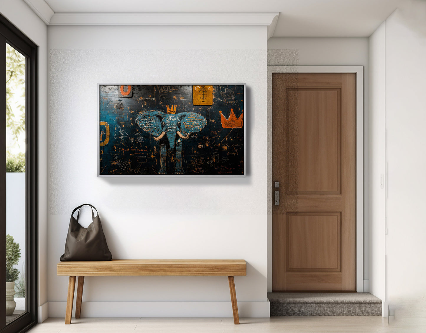 Blue Elephant Graffiti Black African American canvas print view 59