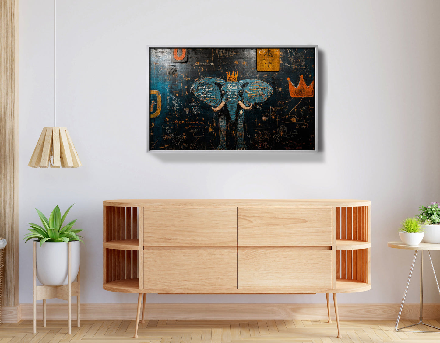 Blue Elephant Graffiti Black African American canvas print view 56